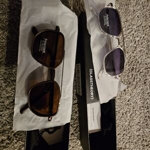 Brown and Silver Sunglasses Set